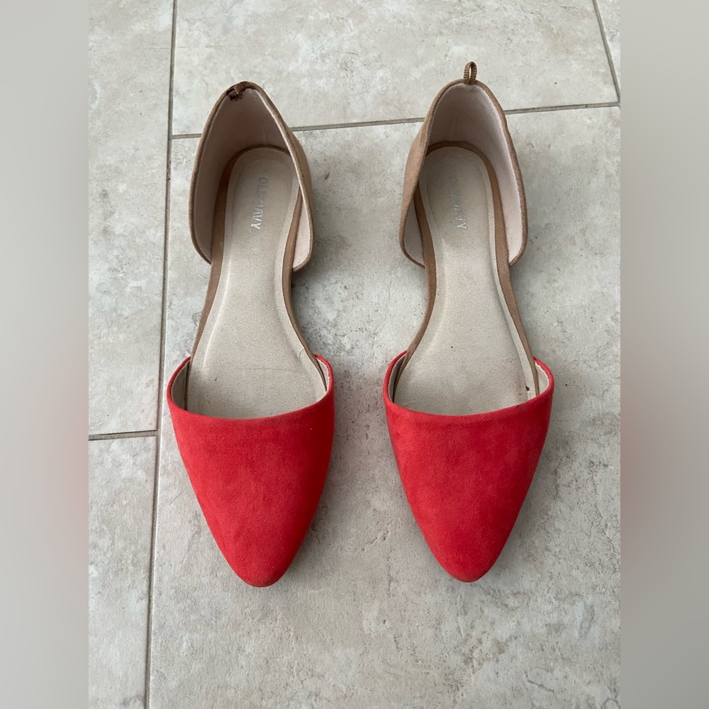 Old Navy Red Suede d'Orsay Flats